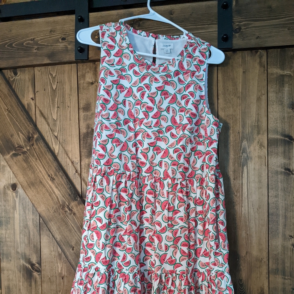 J Crew Tiered Cotton Watermelon Dress